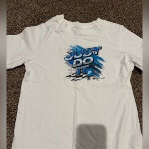 Nike Kids White Tee with Blue Graphic